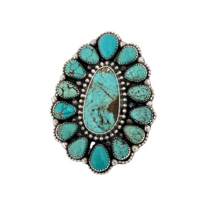 Sheila Becenti, Ring, Green Kingman Turquoise, Navajo, Adjustable, 8 - Picture 1 of 3