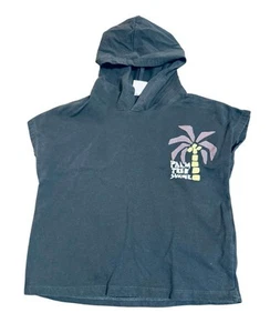 Zara Kids Size 2-3 Year Hooded Cut Off Tank Top Palm Tree Summer Charcoal Gray - Picture 1 of 5