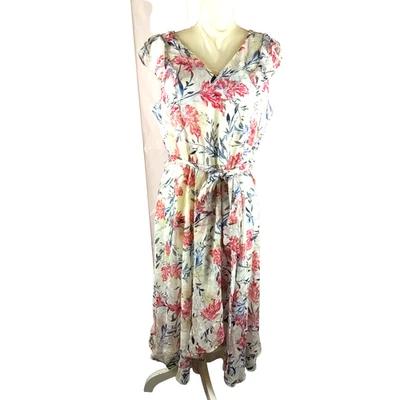 Lane Bryant Women's Dress Size 14 White Red Flowers Spring Wedding Church - Image 1 of 4