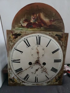 Antike englische Metall große Standuhr Zifferblatt Fasan, Hase Vögel Jäger  - Bild 1 von 21
