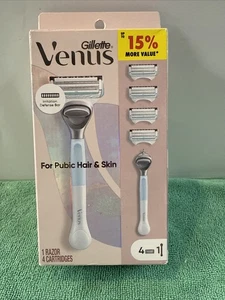 GILLETTE VENUS RASOIO PELLE PELI PUBICI + 4 CARTUCCE RICARICA CON RIFINITORE DI PRECISIONE - Foto 1 di 12