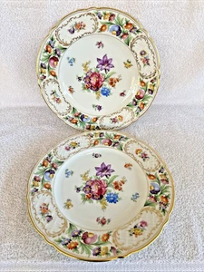Empress Dresden Flowers Dinner Plate(s) Purple Anemone Schumann Germany 10 7/8” - Picture 1 of 18