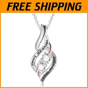 Sister Necklace Sterling Silver Heart Pendant - Picture 1 of 10