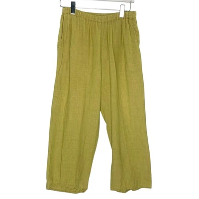 Flax S Womens Pants Pull On Dusty Green 100% Linen Lagenlook Comfort - Image 1 of 4