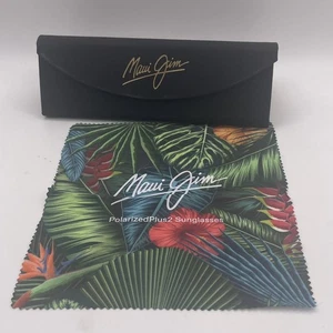 Maui Jim Small Black Tri-Fold Sunglasses Eyeglass Case Magnetic, Cleaning Cloth - Picture 1 of 7