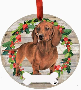 Roter Dackel Ornament - E&S Haustiere - DIY personalisierbar - Hund Geschenke - Keramik rou - Bild 1 von 6