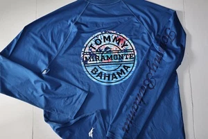 Tommy Bahama T Tee Shirt Miramonte Resort Rash Guard Crew Blue LS New Medium M - Picture 1 of 5