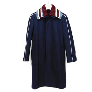 VALENTINO Ribbed Coat trench coat Striped border 44 piping collared 2WAY l... - Picture 1 of 12