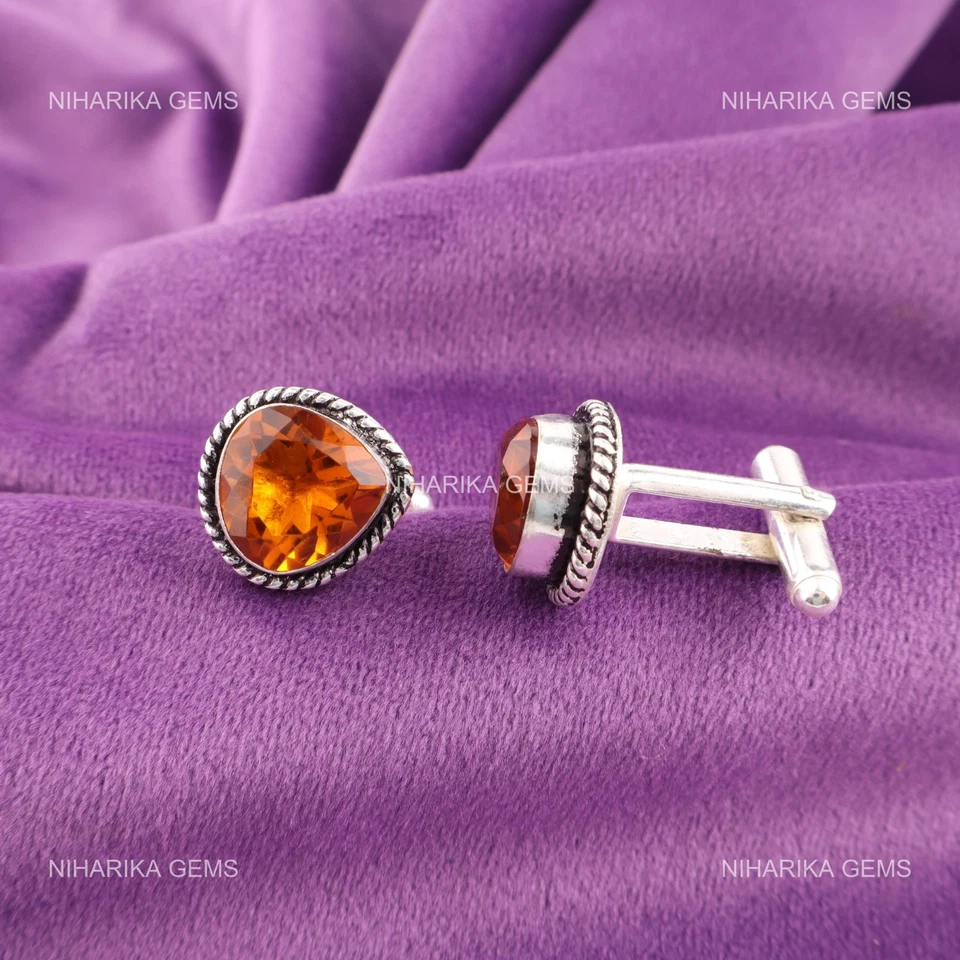 925 Argento Citrino Gemma Giallo Moderno Compleanno Novembre Gemelli Gioielli - Immagine 1 di 4