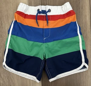 Mini Boden Boys Size 6-7 Striped Board Shorts Style Swim Trunks - Picture 1 of 3