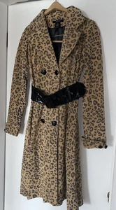 Arden B Vintage Leder Zweireiher Trenchcoat Braun Leopard mit Gürtel Gr. S - Bild 1 von 5