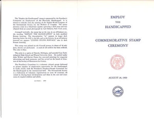 #1155-C1 First Day Ceremony Program 4c Employ the Behindered w/FDC - Bild 1 von 1