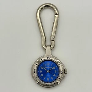 Silver Tone REMINGTON Clip-On, Blue Dial, Hiking Carabiner Quartz Watch, Runs - Picture 1 of 7