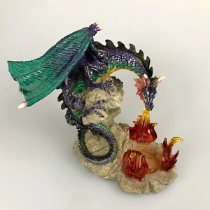 Drachenstatue Figur mehrfarbig aquabila Tee Licht Flammen Licht Fantasie - Bild 1 von 12