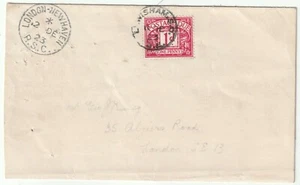 1923 LONDON NEWHAVEN R S C TPO TO GEORGE KING 1d POSTAGE DUE LEWISHAM 11/12 DEC - Picture 1 of 2