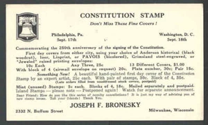 1937 Famous FDC Cachet Maker Jos Bronesky Announces New Constitution See Info - Bild 1 von 1