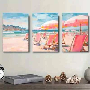 3pcs   Umbrella Art Impressionist Painting Metal Print Ready to Hang Art - Picture 1 of 7