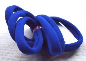 NEW Back to school Card of 6 Blue Jersey fabric elastics bobbles hair accessory - Picture 1 of 1