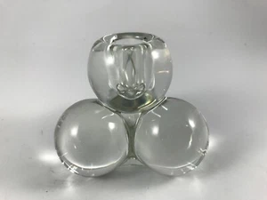 DE COLECCIÓN WESTMORELAND VIDRIO "TRES BOLAS" 1 Bolas Apiladas CANDELABRO TRANSPARENTE MCM - Imagen 1 de 6