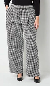 Liz Claiborne Trouser Womens 18 Black/ White Houndstooth Ponte Classic Career - Picture 1 of 9