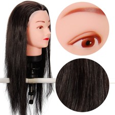 Hairdressing 50% Real Hair Training Head Mannequin Doll 21' with clamp
