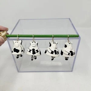 Vintage Mini Cow Bells (4) Decor Ceramic Stoneware Cute Farm Animal - Picture 1 of 10