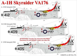 Calcomanías UpRise UR4876 - CALCOMANÍA A-1H Skyraider VA-176 1/48 - Imagen 1 de 9