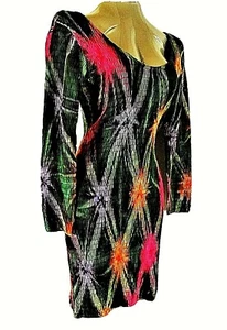 Climate Damen Medium 3/4 Arm Grün Rosa SCHAUFEL Rücken Stretch Kleid (R)pm - Bild 1 von 11