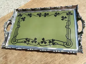 1920 VILLEROY & BOCH METTLACH Art Deco vassoio da portata cromato trifoglio - Foto 1 di 8