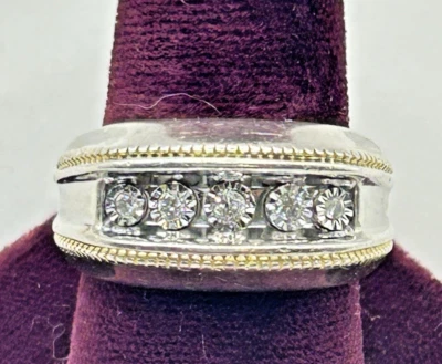 Men's Cubic Zirconia CZ Wedding Band Ring Size 10 - Image 1 of 4