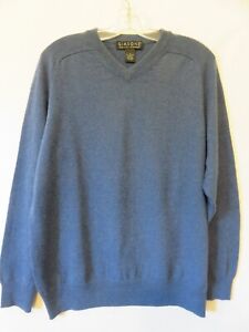 Giasone Sweater Men Large Blue Cashmere Pullover V-Neck Casual Preppy Soft Italy
