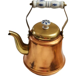 Old Dutch Copper Brass Delft Handle Knob Teapot/Kettle Holland Gooseneck - Picture 1 of 4
