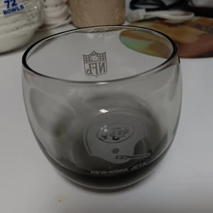 New York Jets smoked Glass 8oz cocktail Drinking Glass NFL - Picture 1 of 2