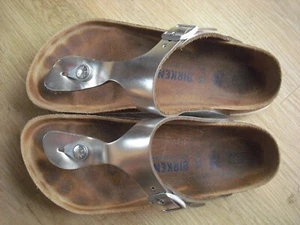 Birkenstock Gizeh 36 normal Softfootbed Leder Silber, nicht sehr oft getragen, a - Bild 1 von 4