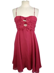 Karen Millen Pink Silk Dress UK12 Mini Ruched Spaghetti Straps Bows rrp140 BNWT - Picture 1 of 18