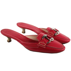 NIB Tod's Women Klimt Sabot Leather Heels Red Size 9.5 39.5 - Picture 1 of 4