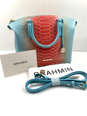 Bolso Brahmin Duxbury Daylily Volute Melbourne Cuero Azul Rosa Hombro Nuevo con Etiquetas Foto 1 de 4