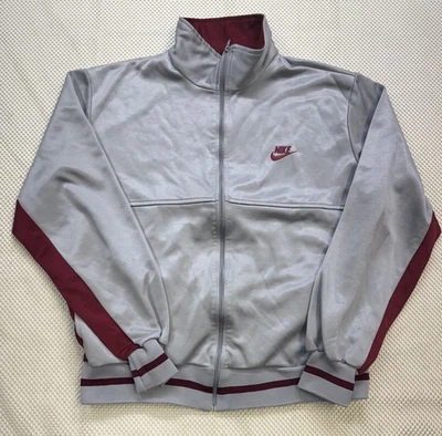 Chaqueta de Pista Hip Hop Vintage NIKE Para Hombre Gris Etiqueta Años 90 Gris Granate Talla XL Foto 1 de 4