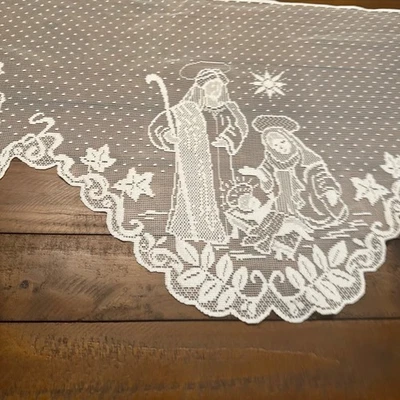 Belén vintage corredor de encaje 94" | Cenefa de manto marfil | Mary Joseph  Foto 1 de 4