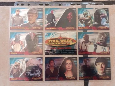 8x Star Wars Evolution Foil Cards + Empty Packet Topps 2001 Darth Maul Bossk... - Image 1 of 2