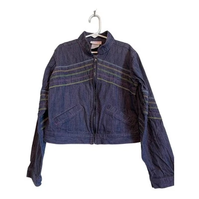 American girl cropped denim jacket embroidered lightweight pockets Size M - Image 1 of 4