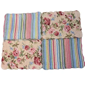 4 Cottagecore Blumen & Streifen Wende Platzsets gesteppt Baumwolle Shabby Chic - Bild 1 von 11