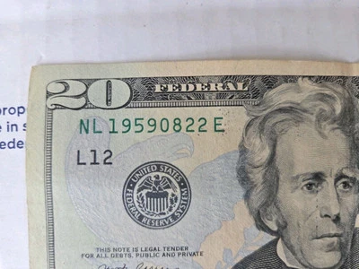 AUGUST 22, 1959 - 19590822 BIRTHDAY-ANNIVERSARY  (TWENTY DOLLAR)  NOTE - Image 1 of 4