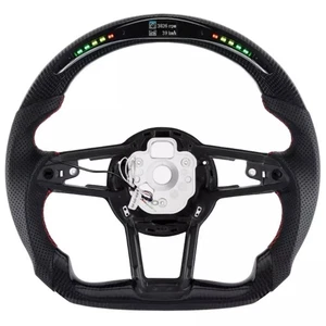 LED Carbon Fiber Steering Wheel W/Red Stitching For Audi R8 TT TTS TTRS 2016-23 - Picture 1 of 6