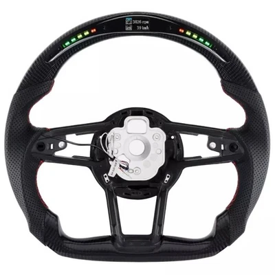 LED Carbon Fiber Steering Wheel W/Red Stitching For Audi R8 TT TTS TTRS 2016-23 - Image 1 of 4