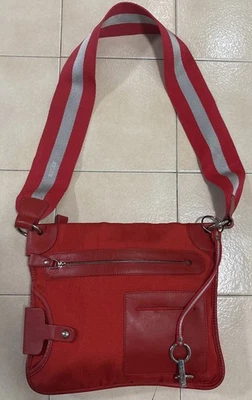 Bolso de Hombro BALLY Nylon Lona Cuero Rojo Bandolera Para Hombre Mujer Foto 1 de 4