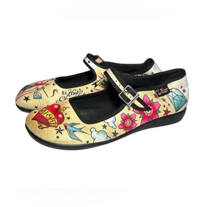 Hot Chocolate Design Mary Jane Schuhe Y2K Tattoo Grafik Damen 38 - Bild 1 von 8
