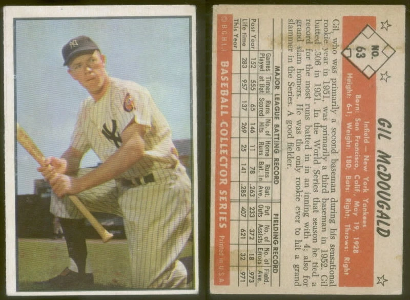 (5289) 1953 Bowman Color 63 Gil McDougald Yankees - VG+ - Image 1 of 1