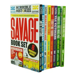 Horrible Histories Savage 8 Books Paperback Set - Ages 7+ - By Terry Deary - Picture 1 of 4