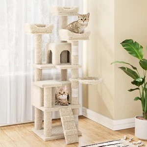 63" Cat Tree Tower Multi-Level Cat Condo with Scratching Post Kittens Activity - Picture 1 of 8